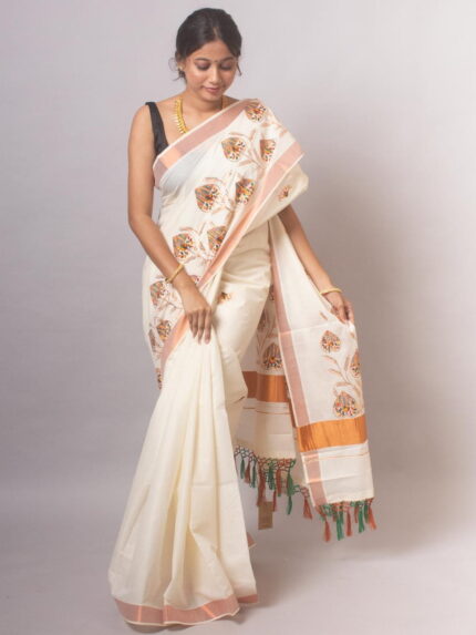 Kerala Cotton Copper Saree