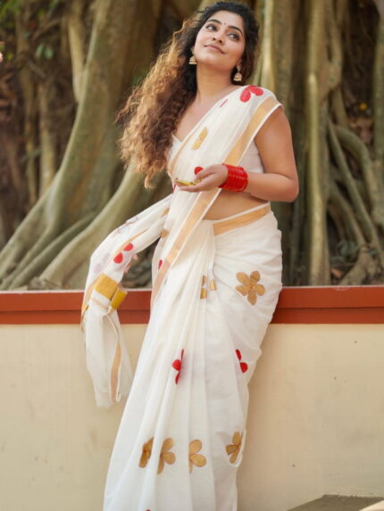 Kerala Flower Design Saree